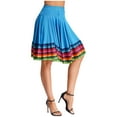 thumbnail image 6 of iiniim Womens Long Full Circle Folklorico Dance Skirts Spanish Bull Folkloric Mexican Flamenco Performance Sky Blue 55cm 4XL, 6 of 7