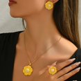 thumbnail image 2 of Flower Theme Jewelry Set Alloy Necklace Earrings Ring Matching Set Charming Jewelry Alloy Texture for Fashion Lover, 2 of 7