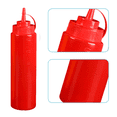 thumbnail image 3 of Leak-Free Set of 2 Durable Clear Food Dispenser Squeeze Squirt Bottle Griddle Accessory with Cap for Sauces, Oil, Condiments, 3 of 5