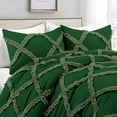 thumbnail image 2 of D.N.G. BEDDINGS 3 Piece Luxury Two Tone Diamond Ruffle Pattern Comforter Set Premium Super Soft, All Season 800 Thread Count, 100% Egyptian Cotton, Super King Size Green-Moss Color, 2 of 4