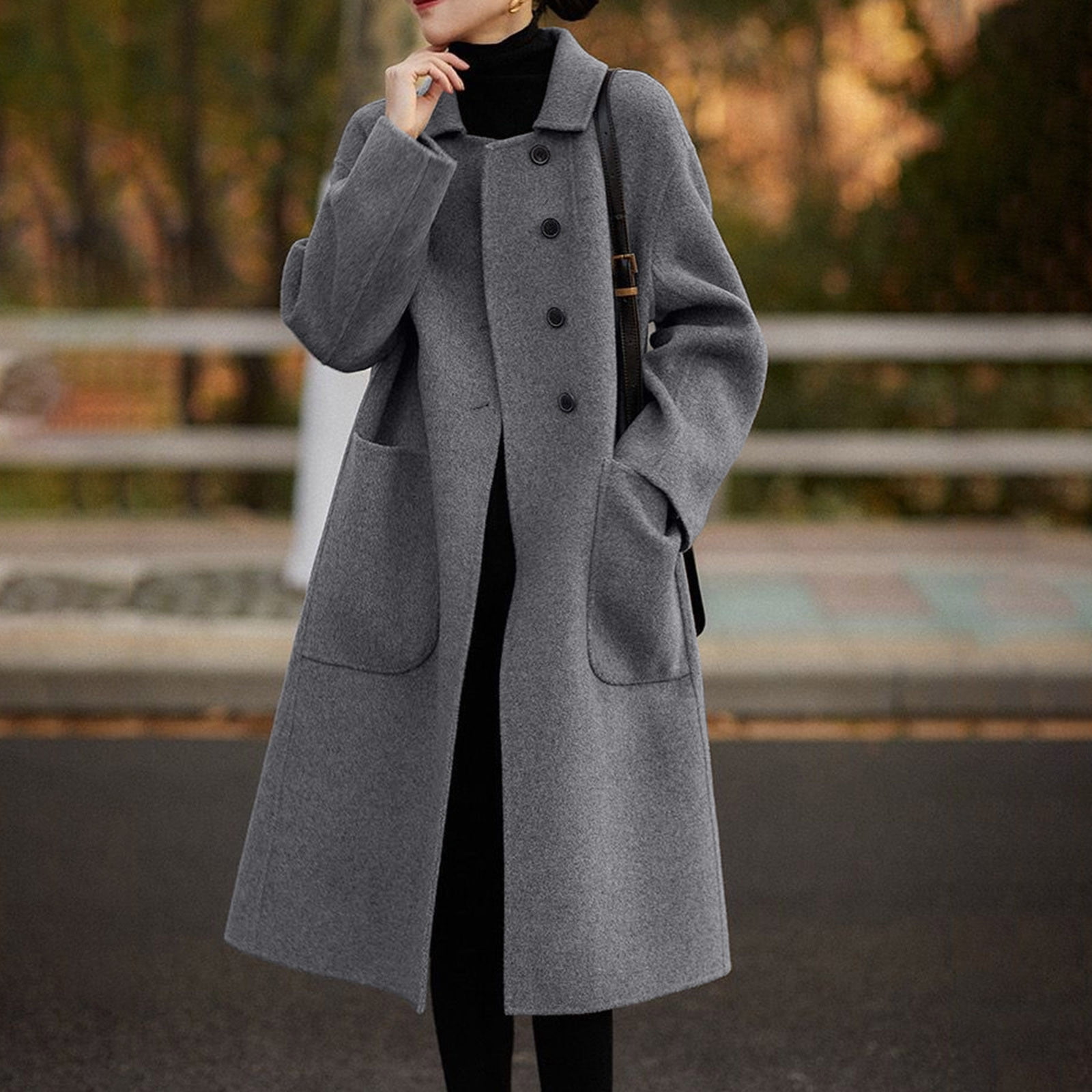 Women Fashion Casual Jacket Outwear Comfortable Soild Long Sleeve Buttons Cardigan Tops Coat Gray,XL