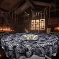 thumbnail image 6 of Eoozwa 3 Packs Halloween Decorations Black Lace Spiderweb Round Tablecloth Table Runner Topper Covers Fireplace Scarf Table Halloween Party Decor 70in, 6 of 8