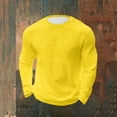 thumbnail image 2 of Jinhomg Waffle Long Sleeve Shirts for Men Crew Neck Casual muscle T-Shirt Lightweight Breathable Workout Tops Textured Knit Underwear Yellow,L, 2 of 6