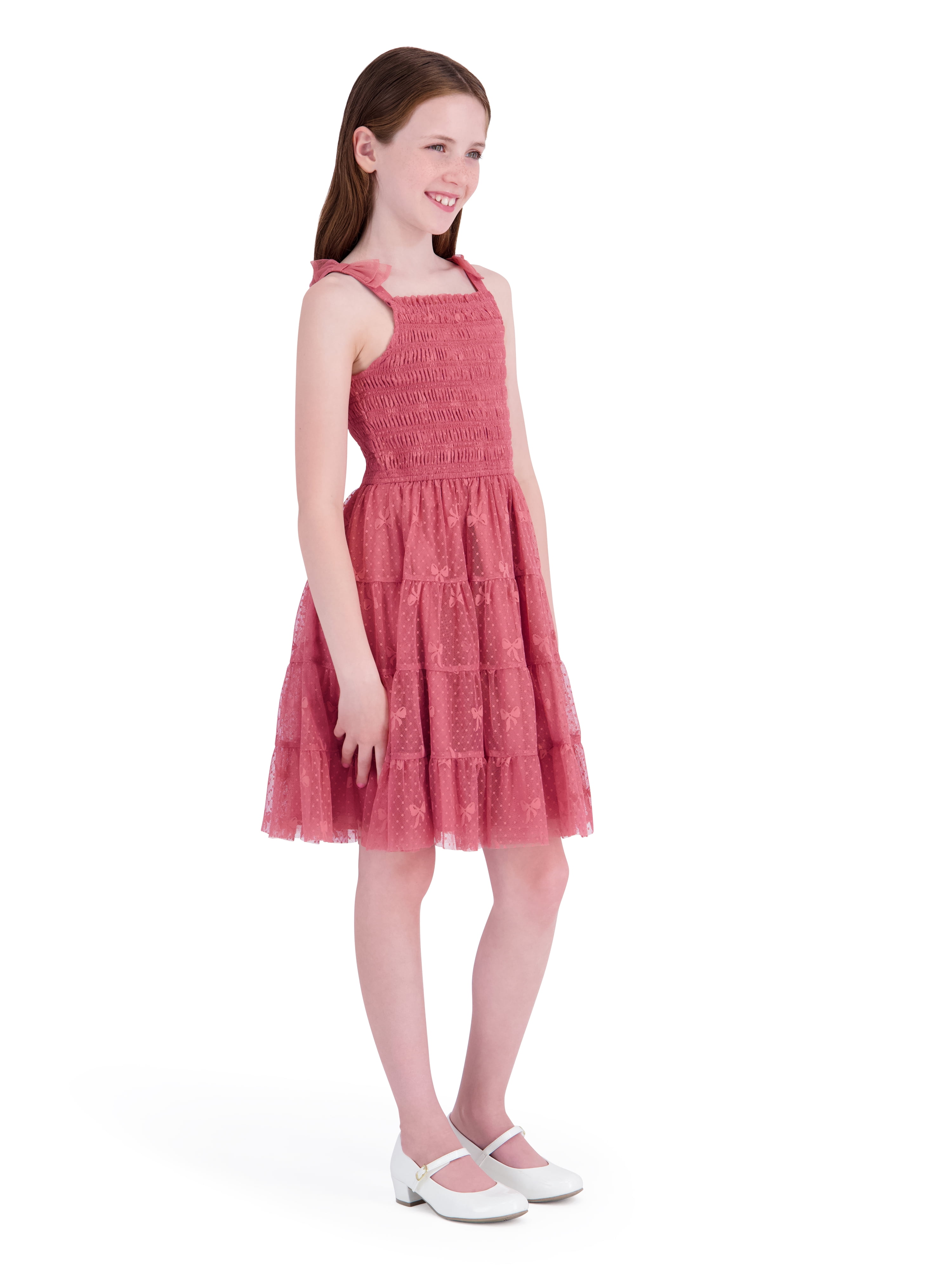 Kensie Girl Sleeveless Jacquard Bow Mesh Dress, Sizes 4-16