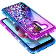 thumbnail image 5 of Nagebee Case for LG K51, LG Q51 / Reflect with Tempered Glass Screen Protector (Full Coverage), Sparkle Glitter Flowing Liquid Floating Bling Diamond Durable Girls Cute Phone Case (Purple/Blue), 5 of 6