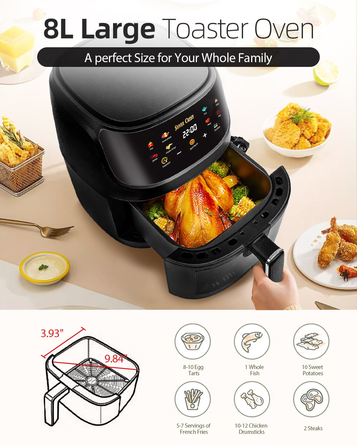  Air Fryer, 4 Quart (4 Liter) Electric Hot Air Fryers Oven  Oilless Cooker with Frying Basket Handle and Separate Oil Filter Rack,  1360W(White) White: Home & Kitchen
