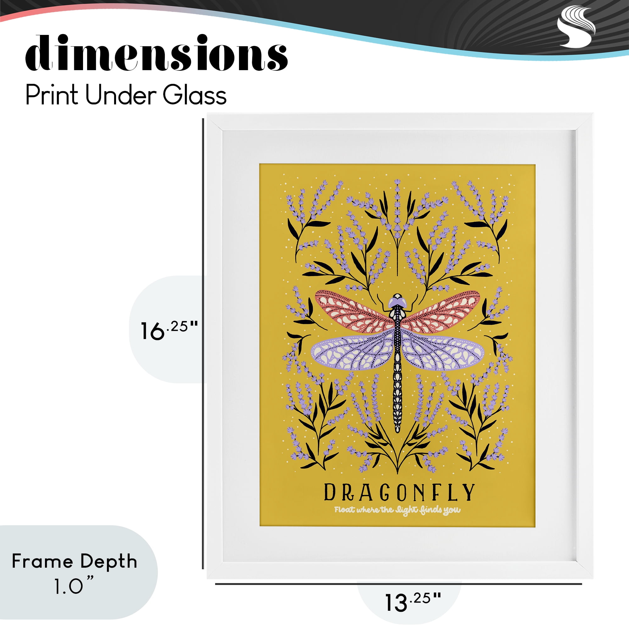 Stupell Industries Dragonfly Symmetry on Yellow White Framed Print Under Glass, design by Indira Prieto | IndySign