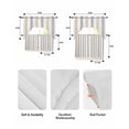 thumbnail image 6 of Beige Grey Striped Kitchen Curtains Swag Valance and Tier Curtains Set 24 Inch Length, Geometric Vertical Stripes White Rod Pocket Drape Panels Pair Swag Curtain for Bathroom/Cafe/Window, 6 of 6