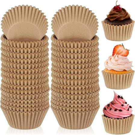 YEAHIBABY Cake Baking Cups Beige for Home Users in Bakeries 100Pcs 2.7X2In