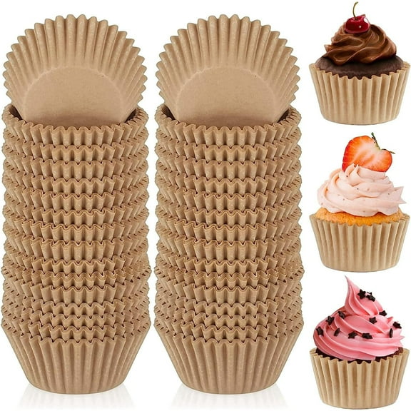 YEAHIBABY Cake Baking Cups Beige for Home Users in Bakeries 100Pcs 2.7X2In