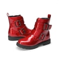 thumbnail image 4 of Botas DREAM PAIRS para Niña con Brillo, Rojo, Tobilleras con Hebilla y Cierre, 4 of 5
