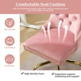 thumbnail image 3 of PAPROOS Vanity Chair, Swivel Home Office Chair, Ergonomic Home Desk Chair with Golden Metal Base, Adjustable Height, Velvet Upholstered Tufted Button Task Chair, Pink, 3 of 10