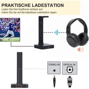 Wireless headphones for TV, TV headphones wireless over-ear, wireless headphones with 2.4GHz digital transmitter, no delay, TV wireless headphones with charging station, plug and play