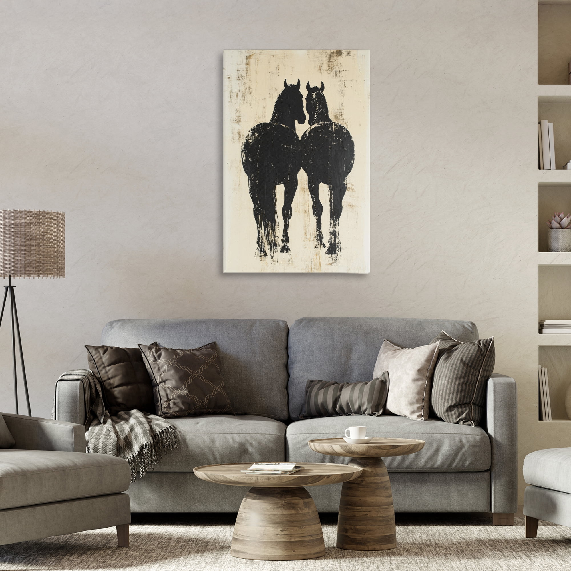 Stupell Industries Twin Horses Facing Away Canvas Wall Art, design by Petal Prints Design