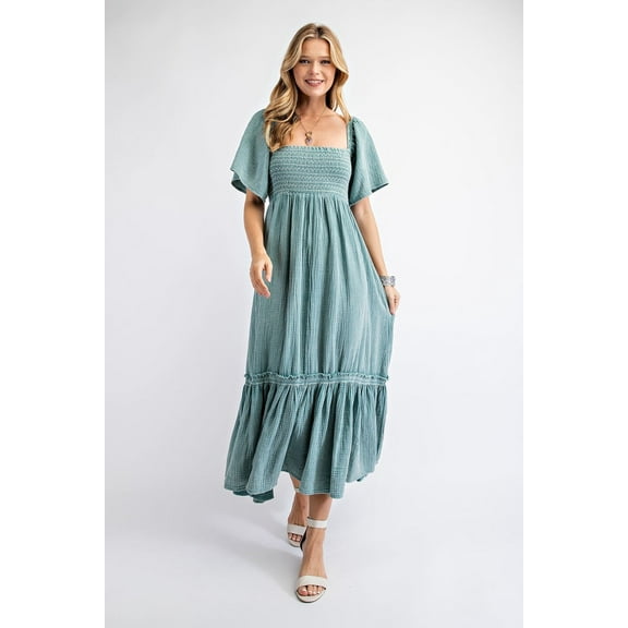 Cotton Gauze Maxi Dress Seafoam