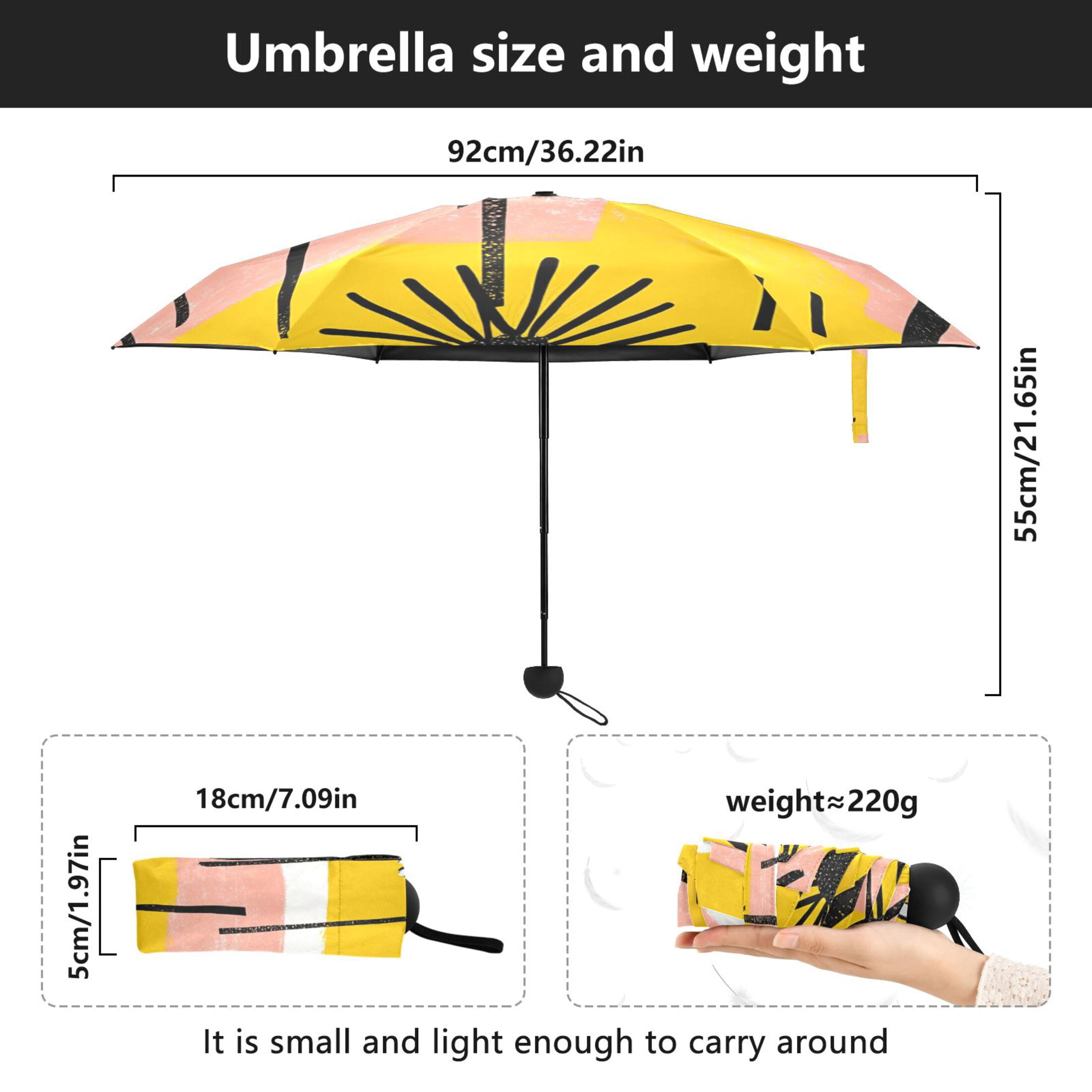 Abstract Daisies Pattern Umbrellas for Sun Auto Open Close UV50+ Waterproof 5-Fold Compact Fiberglass Frame