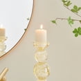 thumbnail image 4 of Enya Champagne Gold Tint Bubble Glass Stacked Orb Pillar Candle Holder Set of 2, 4 of 5