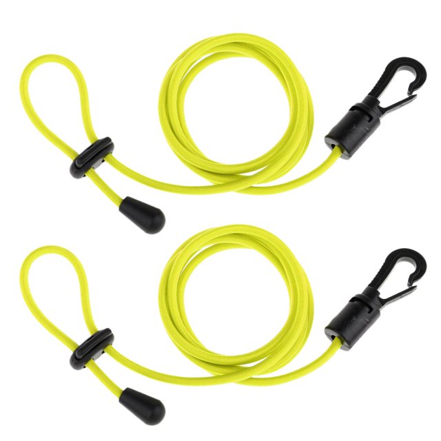 2 Pedazos de Cuerdas de Seguridad DYNWAVEMX Hecho de Caucho Amarillo fluorescente 113cm Correa de remo para kayak y canoa