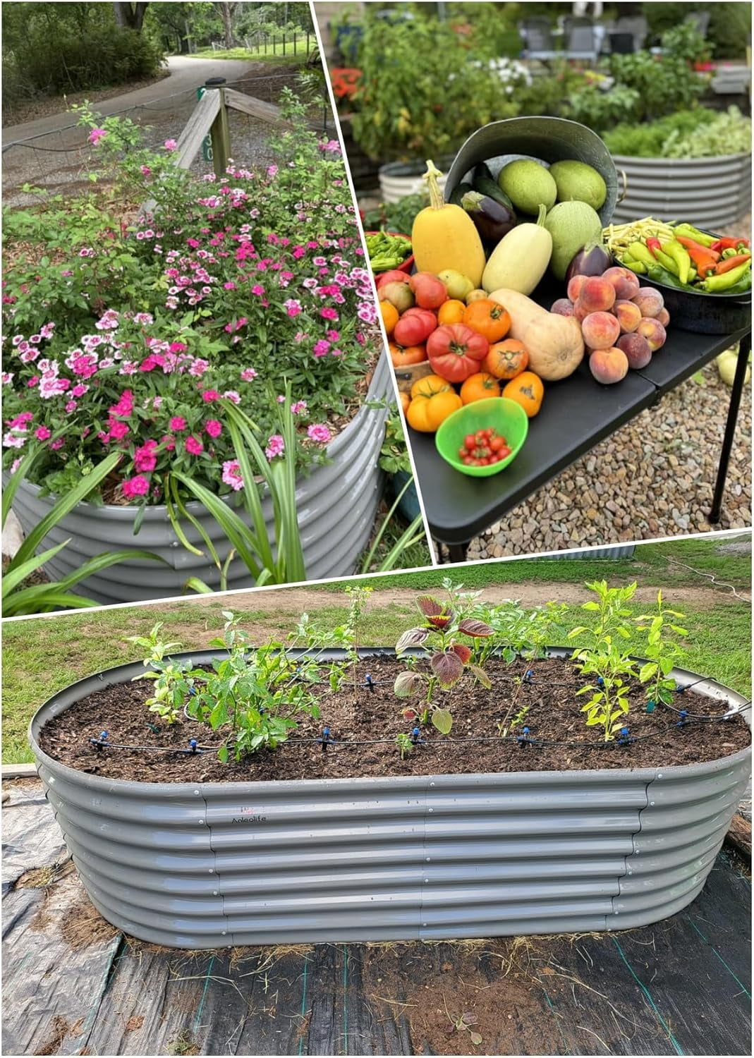 ANLEOLIFE 2 PACK 8x4x2 ft Galvanized Raised Garden Bed Kit, Oval Metal Deep Root Planters Large Bottomless, 478 Gallon Capacity, Quartz Grey