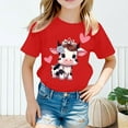 thumbnail image 2 of Shirts Girls Leisure Printed Round Neck Short Sleeve Tee Loose Casual Tops Girls' Tops, Tees Red 6 Years-8 Years, 2 of 4