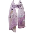 thumbnail image 3 of Wrapables® Floral Bird Print Polyester and Silk Oblong Scarf, Wisteria, 3 of 4