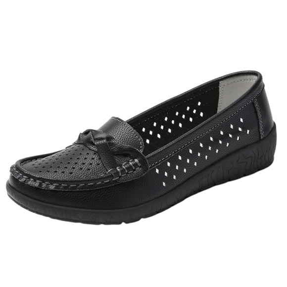 LOVZFMLL Women's Penny Loafers Classic Slip On Flat Shoes for Business Casual Work Comfortable Round Toe Dress Flats Black 8.5