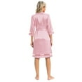 thumbnail image 2 of WBQ Women's Short Satin Robes Kimono Silky Bride Bridesmaids Wedding Party Bathrobe V Neck Sleepwear with 3/4 Sleeve, 2 of 6