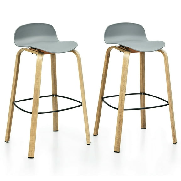 Gymax Bar Stool, Grey, Set of 2