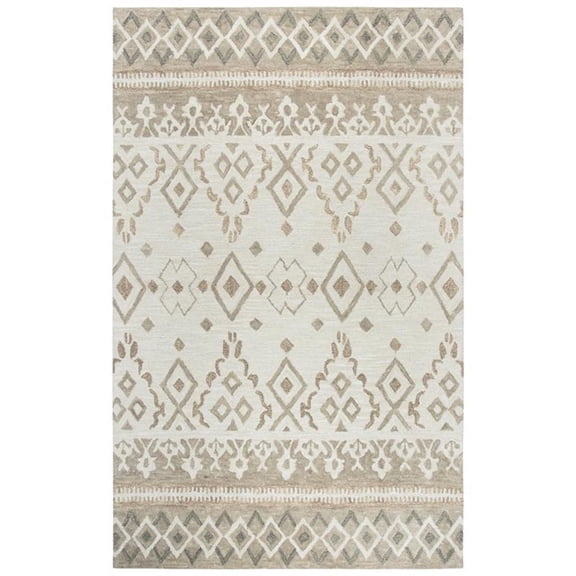 Alora Decor Lavine 10' x 13' Geometric Natural/Teal Hand-Tufted Area Rug