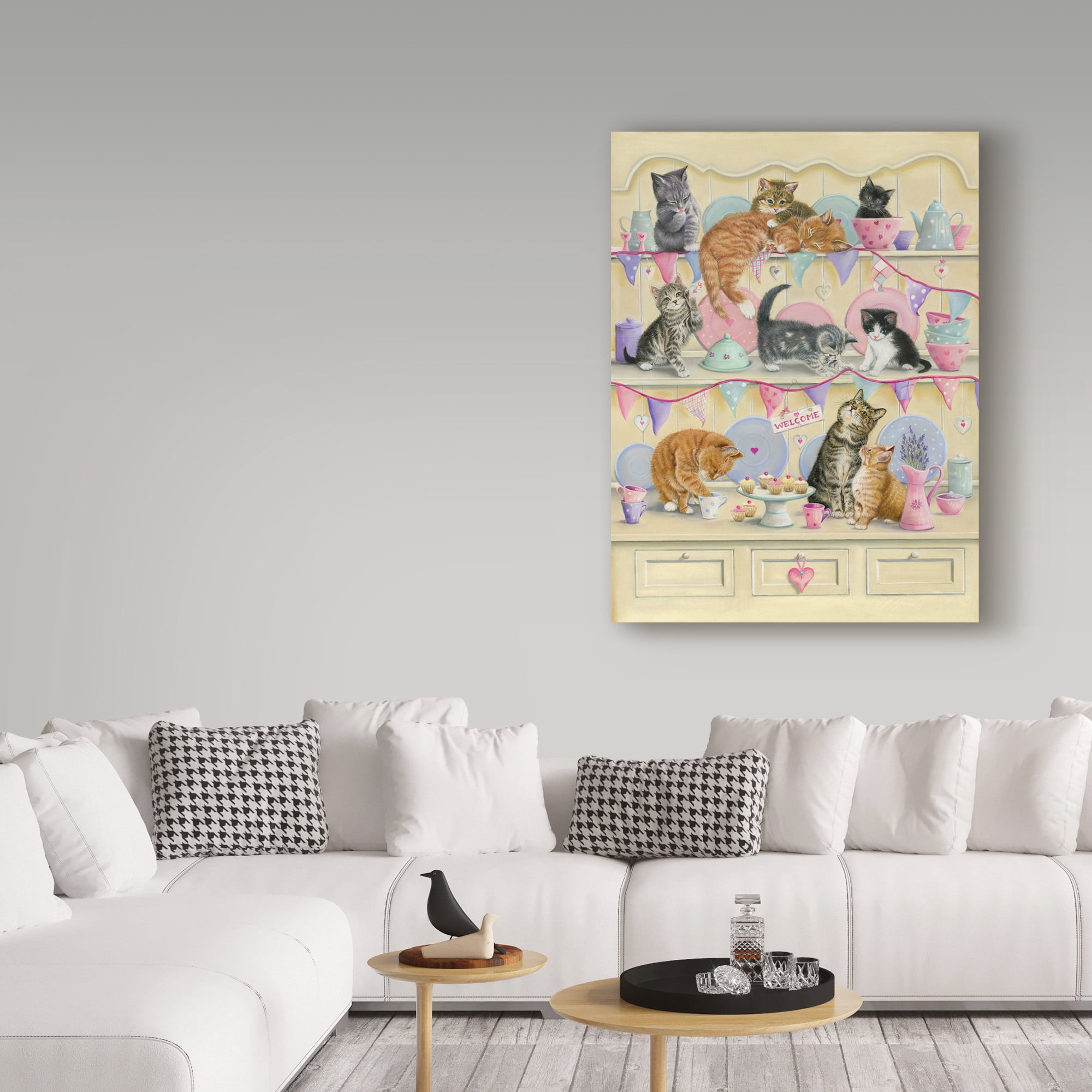 Trademark Fine Art 'Kittens On Dresser' Canvas Art by Janet Pidoux