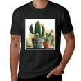 thumbnail image 2 of Wuche Cactus red yellow flowers tropical green plants, designed shirt, artistic display, T-shirt lover gift casual breathable men, women, boys, girls, children Black, 2 of 4