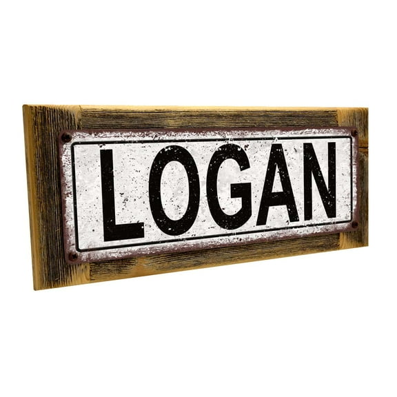 Framed, Outdoor Logan 4"x12" Metal Sign, Wall Décor for Kids Room and Nursery