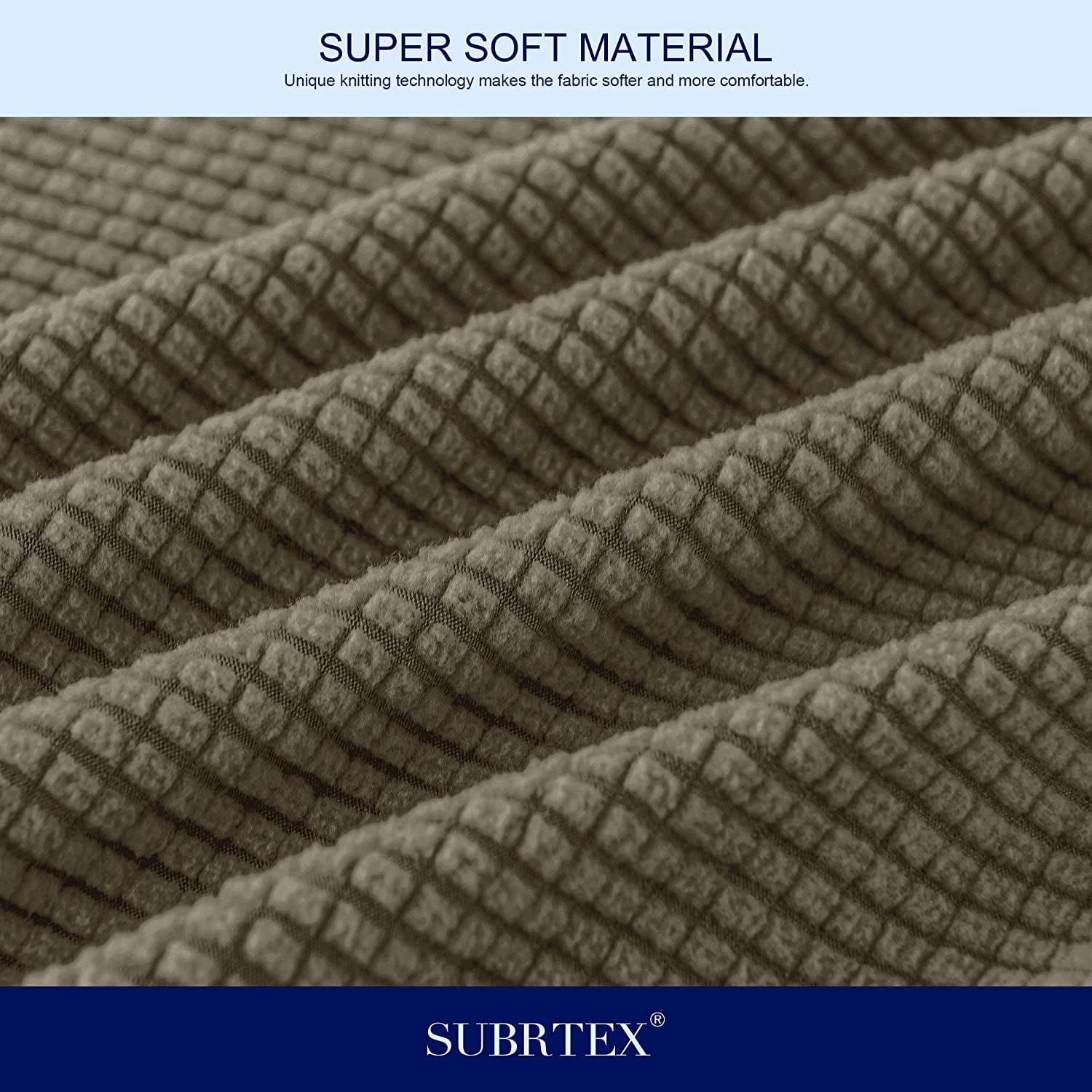 Subrtex 3-Piece High Spandex Textured Grid Sofa Slipcover, Separate Cushion Cover (Olive Green, Loveseat)