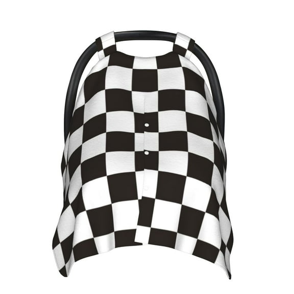 Car Seat Cover Baby - Black and White Checkerboard Breathable Infant Car Seat Cover for Baby Carseat, Lightweight Comfort Baby Essentials Must Haves Newborn Stuff for Girl Boy