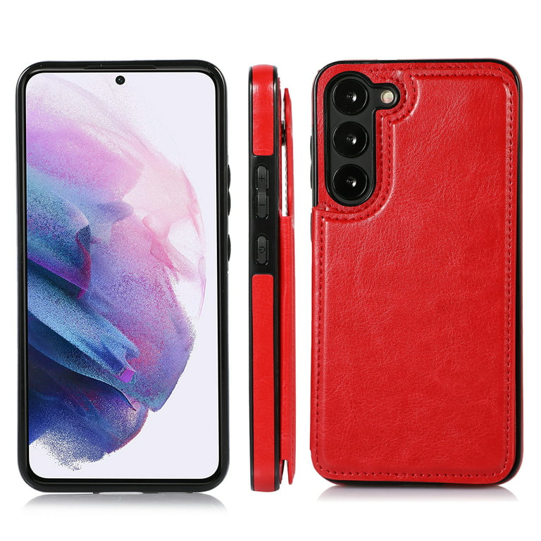 Feishell for Samsung Galaxy A54 5G Wallet Case with Card Holder,Double  Magnetic Clasp Back Flip Kickstand Durable PU Leather Shockproof Card Slots  Protective Phone Case for Women Men,Red 