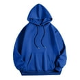 thumbnail image 2 of Dyfzdhu Hoodies for Women Casual Solid Color Long Sleeve Hooded Oversized Sweatshirt Pullover Blue, 2 of 9