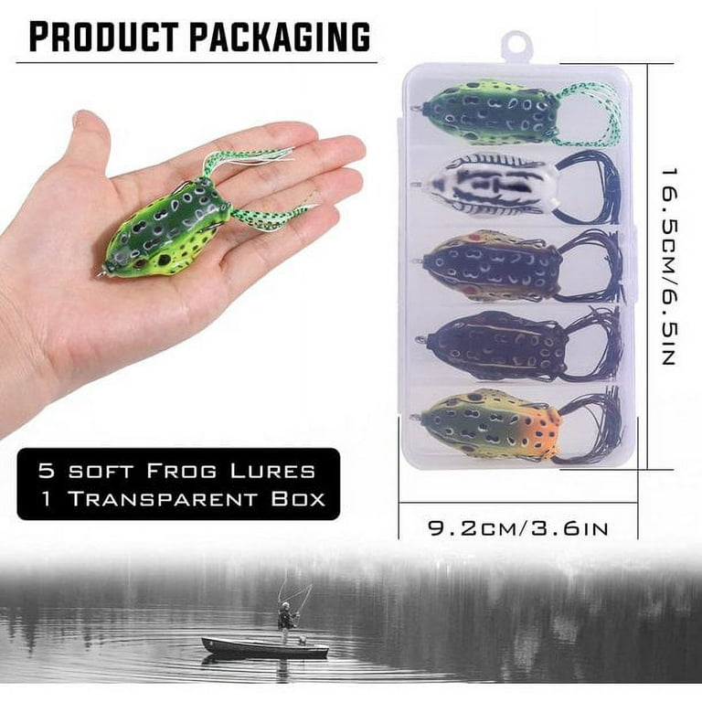 Sougayilang Frog Fishing Lures Topwater Floating Weedless with Double Sharp  Hooks Soft Bait