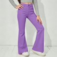 thumbnail image 6 of Girls Solid Casual Flare Leg Pants for Big Kids Mid Rise Full Length Back Pocket Stretch Fabric Everyday Bottoms, 6 of 8