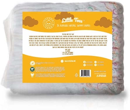 Little Toes Swim Diapers Natural Disposable, Size m, 24 Count