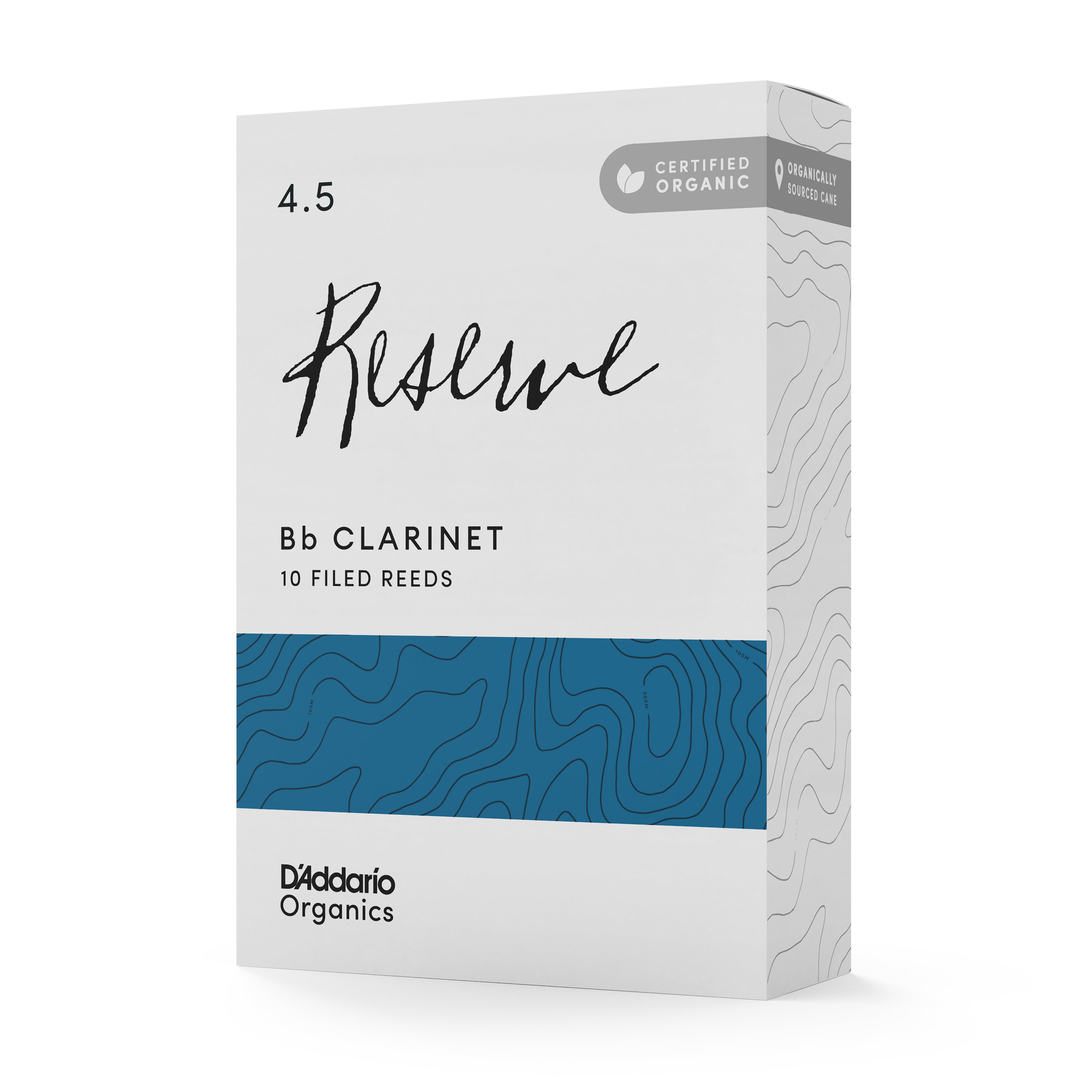 D'Addario Organic Reserve Bb Clarinet Reeds, Strength 4.5, 10-pack