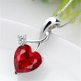thumbnail image 5 of 4.03 Carat TCW Heart Cut Gemstone Created Ruby 925 Sterling Silver Necklace Pendant and Earrings 3 Pieces Jewelry Set, 5 of 9