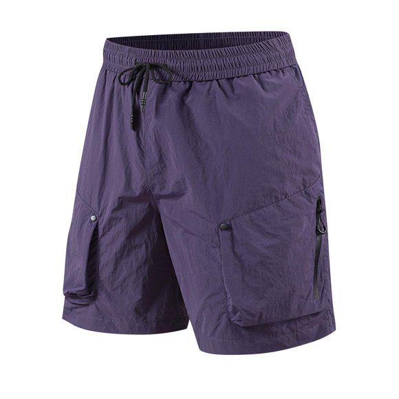 Dagugfen Cargo Shorts for Men Drawstring Elastic Waist Solid Color Loose Outdoor Sports Running Shorts