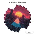 thumbnail image 3 of Placemats Set of 4 / 6, Neon Sunset Cyberpunk Cityscape Placemats for Dining Table Indoor/Outdoors Heat Resistant Washable Placemats 18" x 12", 3 of 8