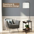 thumbnail image 2 of OUTON Floor Lamp with Table, End Table with Lamp for Living Room with USB & Type C Charging Port, Dimmable Lamps for Nightstand Attached for Bedroom, Walnut, 2 of 11