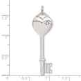 thumbnail image 3 of 925 Sterling Silver Polished Cubic Zirconia Love Heart Key Pendant Necklace 47x14mm Wide Pendant for Women, 3 of 4