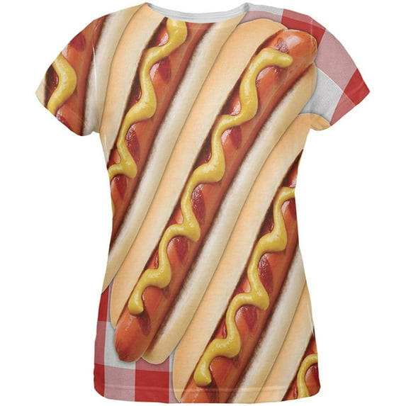 Hot Dog Picnic All Over Womens T Shirt Multi LG
