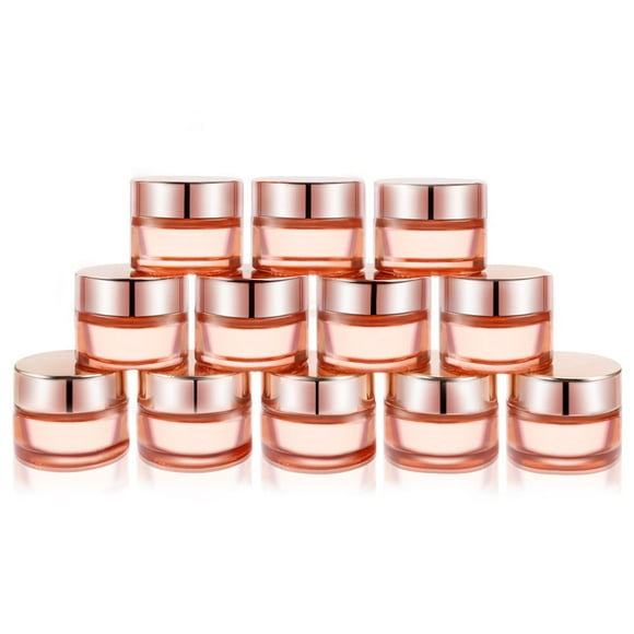 Frascos de vidrio Cositina de 30 ml, color rosa con tapa de oro rosa, paquete de 12
