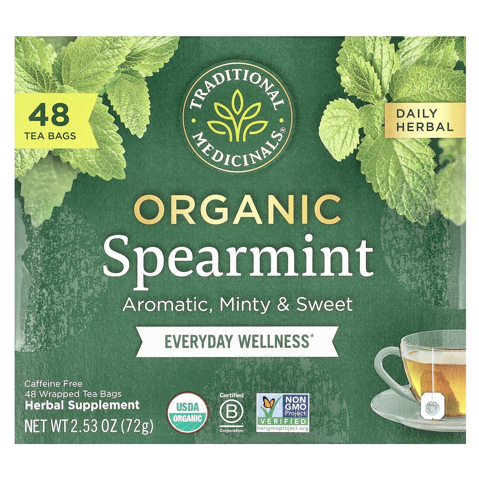 Traditional Medicinals Organic Spearmint Tea, 48 Tea Bags