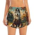 thumbnail image 2 of Balery Forest Maple Leaf Husky Pantalones cortos deportivos para mujer con forro y dos bolsillos, elásticos, para entrenamiento, gimnasio, yoga-Large, 2 of 7