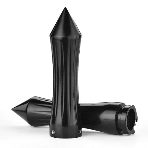 1 Pair Black Anodized Billet Aluminum Spike Handlebar Grips w/Throttle Compatible with 1 inch Handle Bar Touring Street Motorcycle Bike
